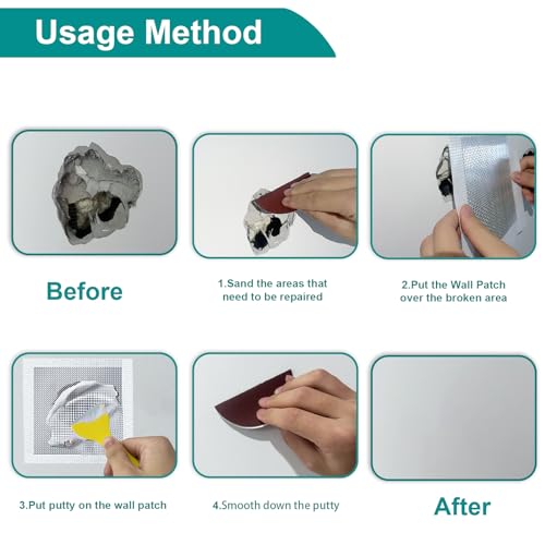 Drywall Hole Repair Kit with Aluminum Mesh Patch and Tools