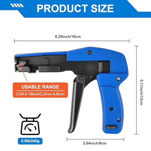 Krismose Adjustable Tension Cable Tie Gun with Flush Cutter