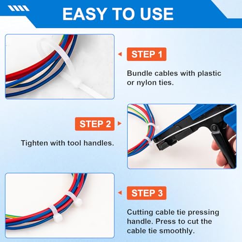 Krismose Adjustable Tension Cable Tie Gun with Flush Cutter