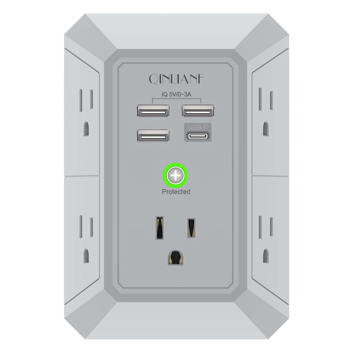 QINLIANF 5-Outlet Surge Protector with 4 USB Ports