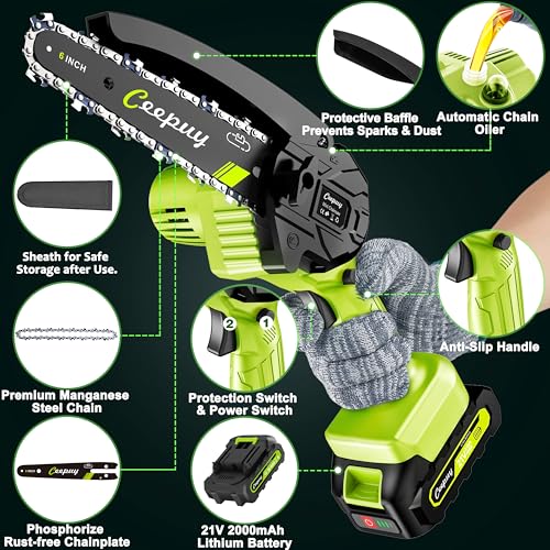 CEEPUY Cordless Mini Chainsaw with Automatic Oiler