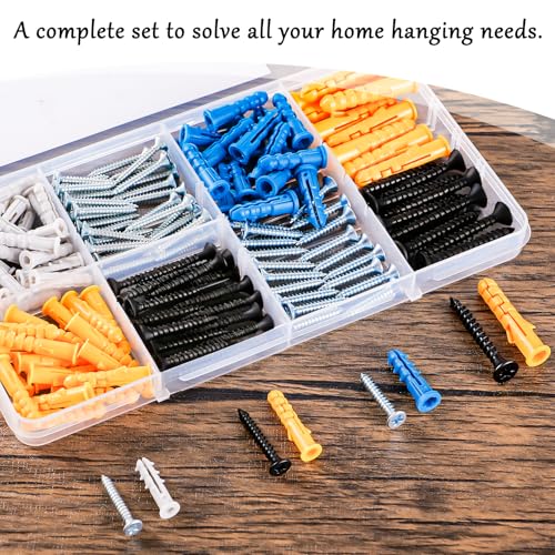 KURUI Drywall Anchors and Screws Assortment Kit for Mounting