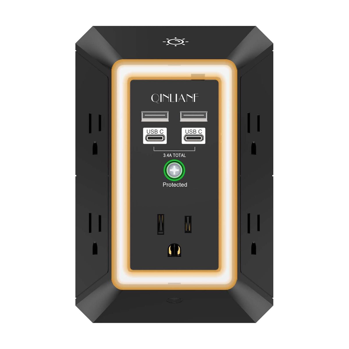 QINLIANF 5-Outlet Surge Protector with 4 USB Ports