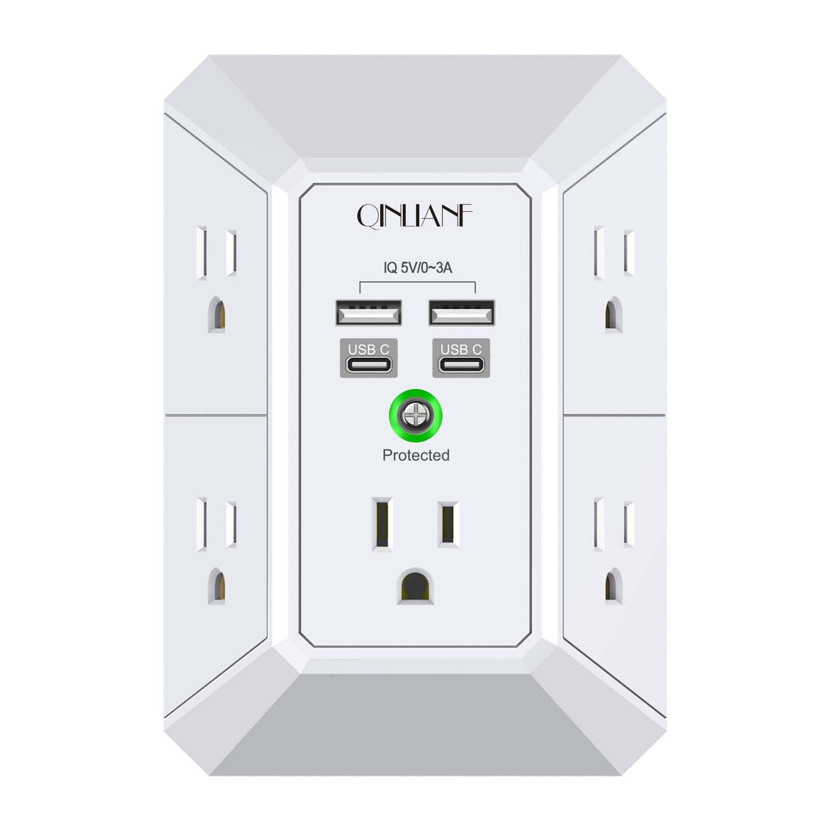 QINLIANF 5-Outlet Surge Protector with 4 USB Ports
