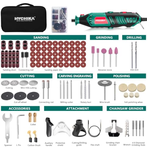 HYCHIKA 180W Variable-Speed Rotary Tool Kit, 179 Pieces