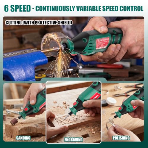 HYCHIKA 180W Variable-Speed Rotary Tool Kit, 179 Pieces