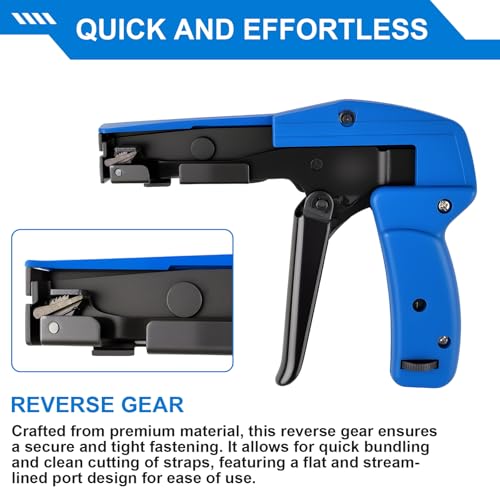 Krismose Adjustable Tension Cable Tie Gun with Flush Cutter