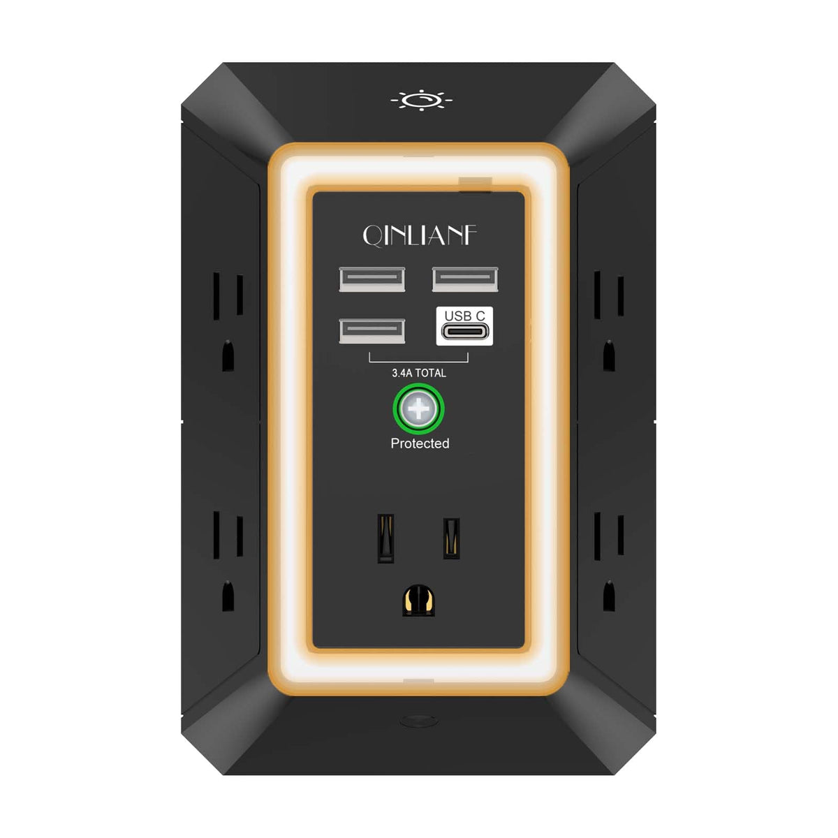 QINLIANF 5-Outlet Surge Protector with 4 USB Ports