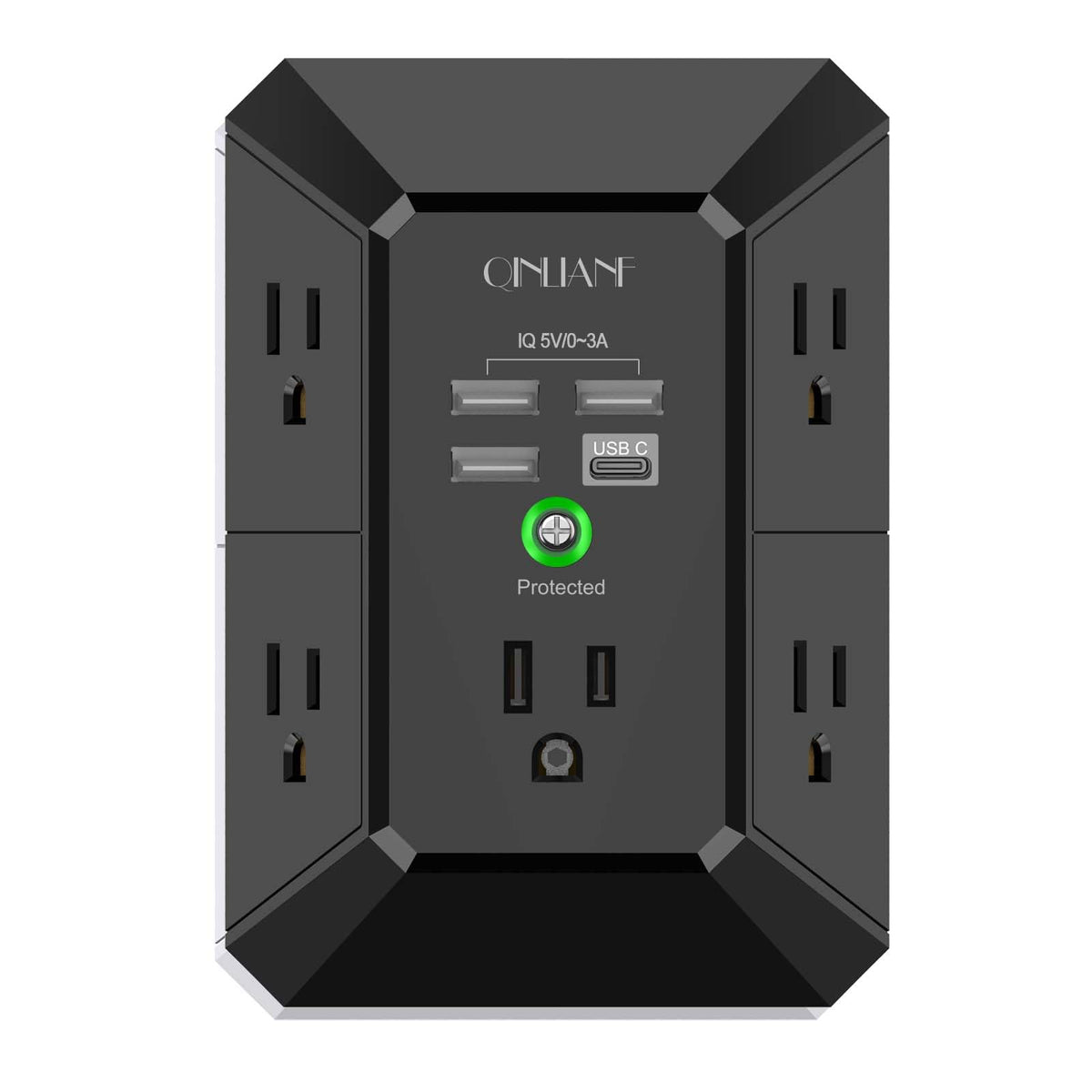 QINLIANF 5-Outlet Surge Protector with 4 USB Ports