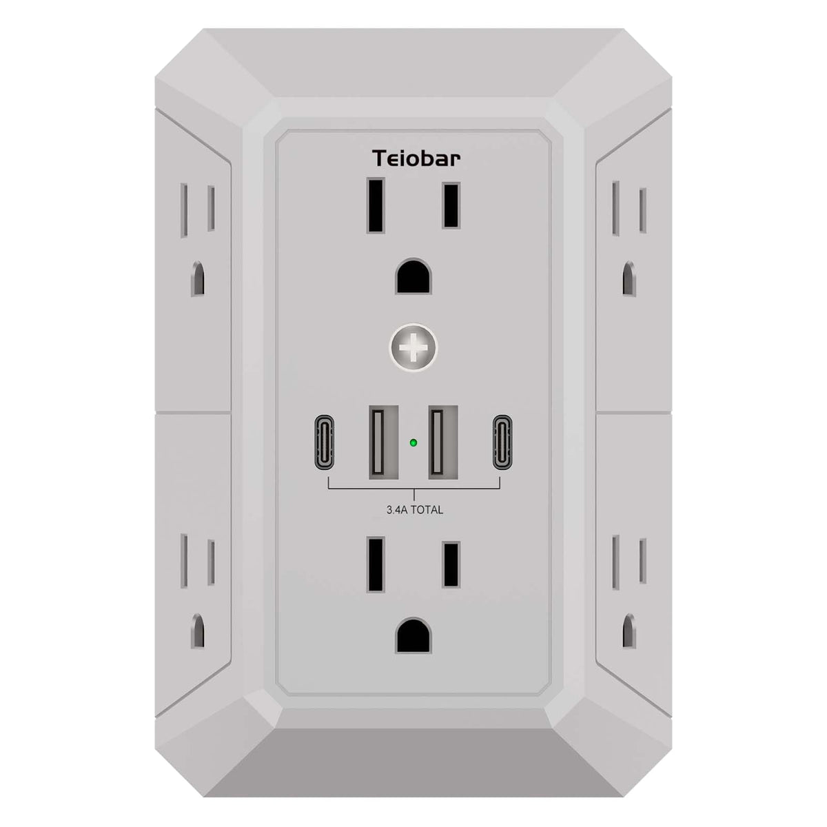 Teiobar Surge Protector Outlet Extender with 4 USB Ports