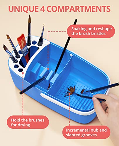 GAMENOTE Paint Brush Cleaner and Holder with Palette