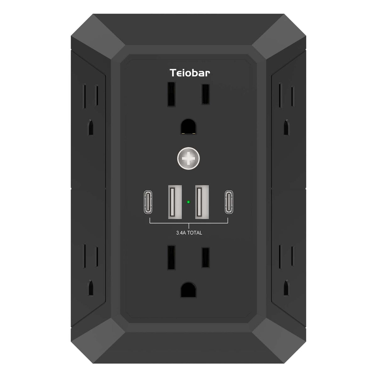 Teiobar Surge Protector Outlet Extender with 4 USB Ports