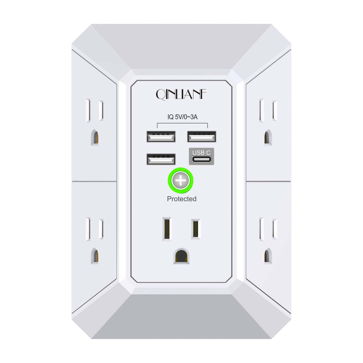 QINLIANF 5-Outlet Surge Protector with 4 USB Ports