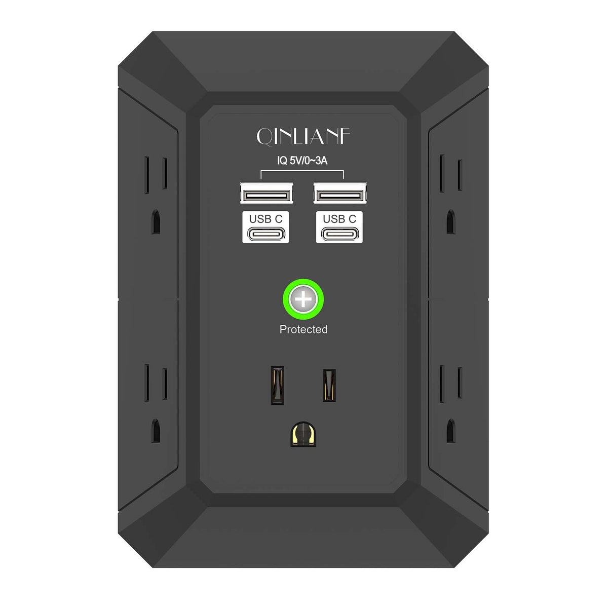 QINLIANF 5-Outlet Surge Protector with 4 USB Ports