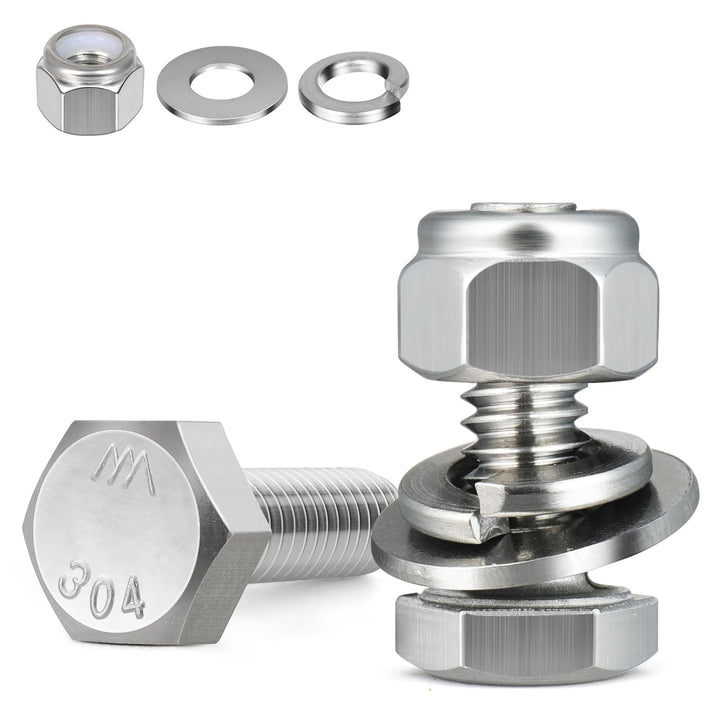 BNUOK 304 Stainless Steel Hex Bolt, Nut and Washer Kit