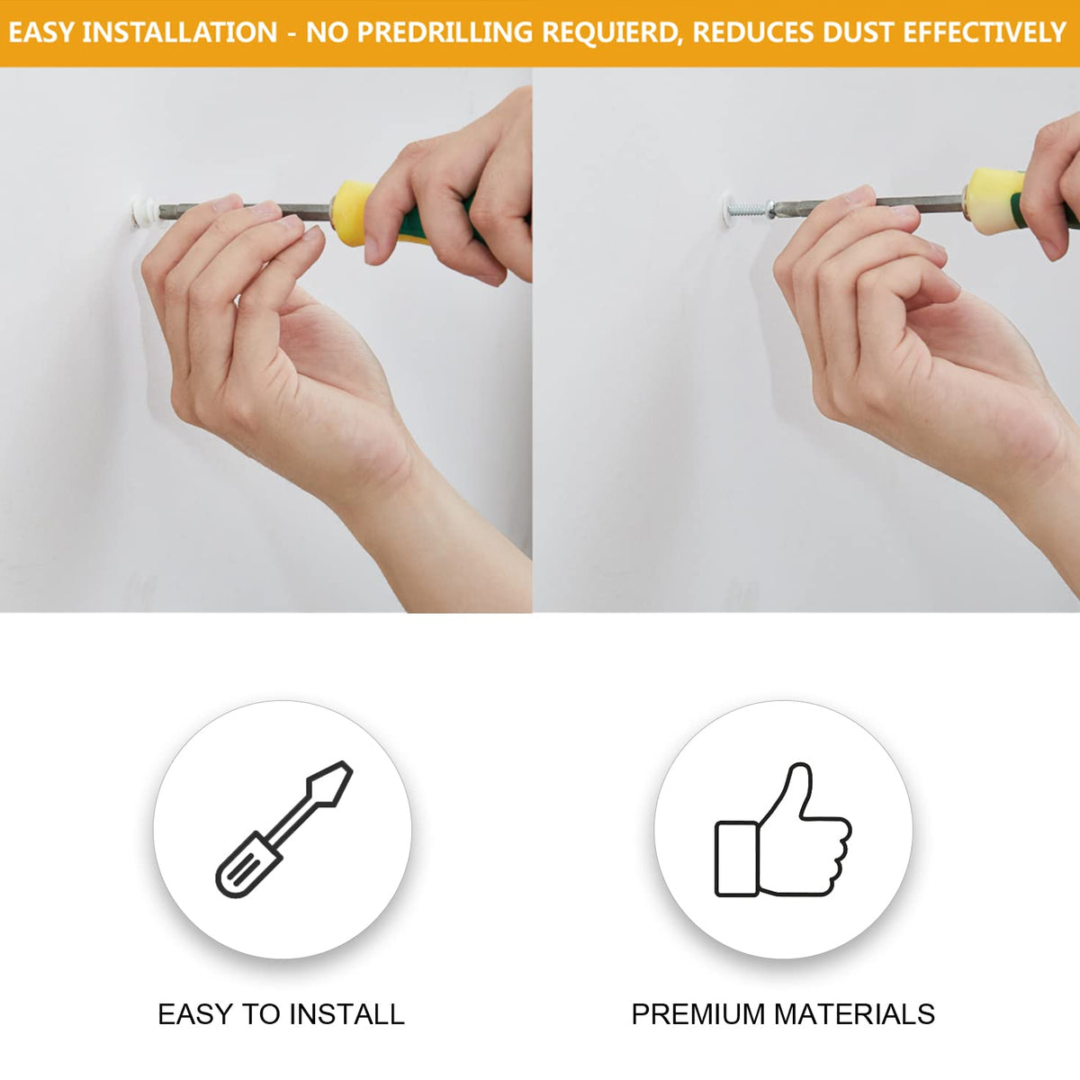 KURUI Self-Drilling Drywall Anchors for Secure Wall Mounting
