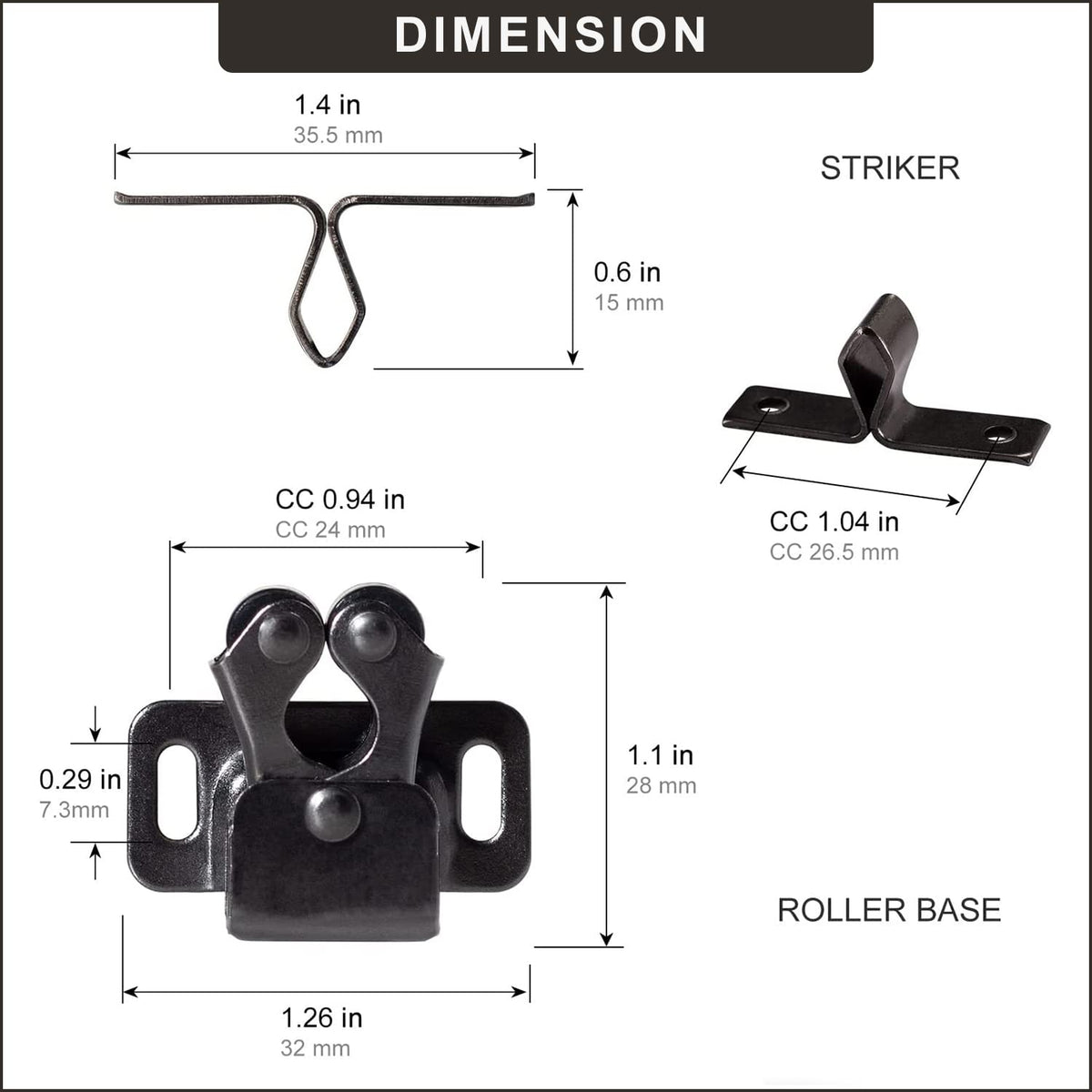 Cabinet Roller Catch Latch for Cupboard and Cabinet Doors