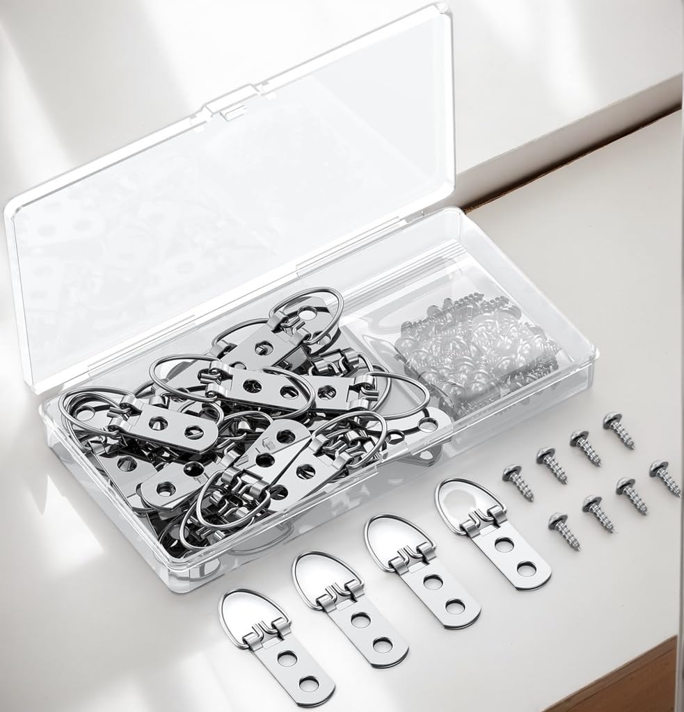 30-Pack Heavy-Duty D-Ring Picture Hangers with 60 Screws