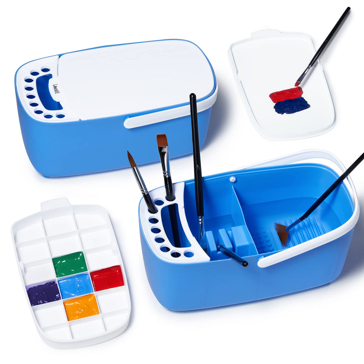 GAMENOTE Paint Brush Cleaner and Holder with Palette