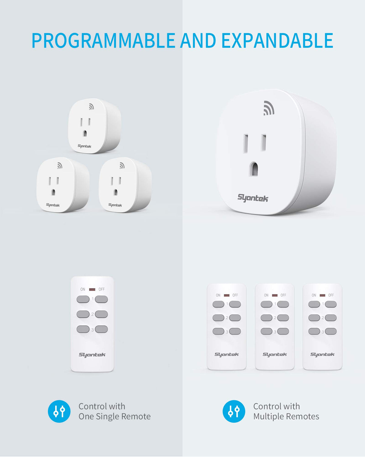 Syantek Wireless Outlet Switch Kit, 3 Outlets, 1 Remote