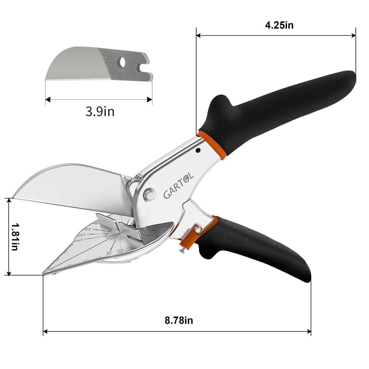 GARTOL Adjustable 45–135° Miter Shears for Trim and PVC