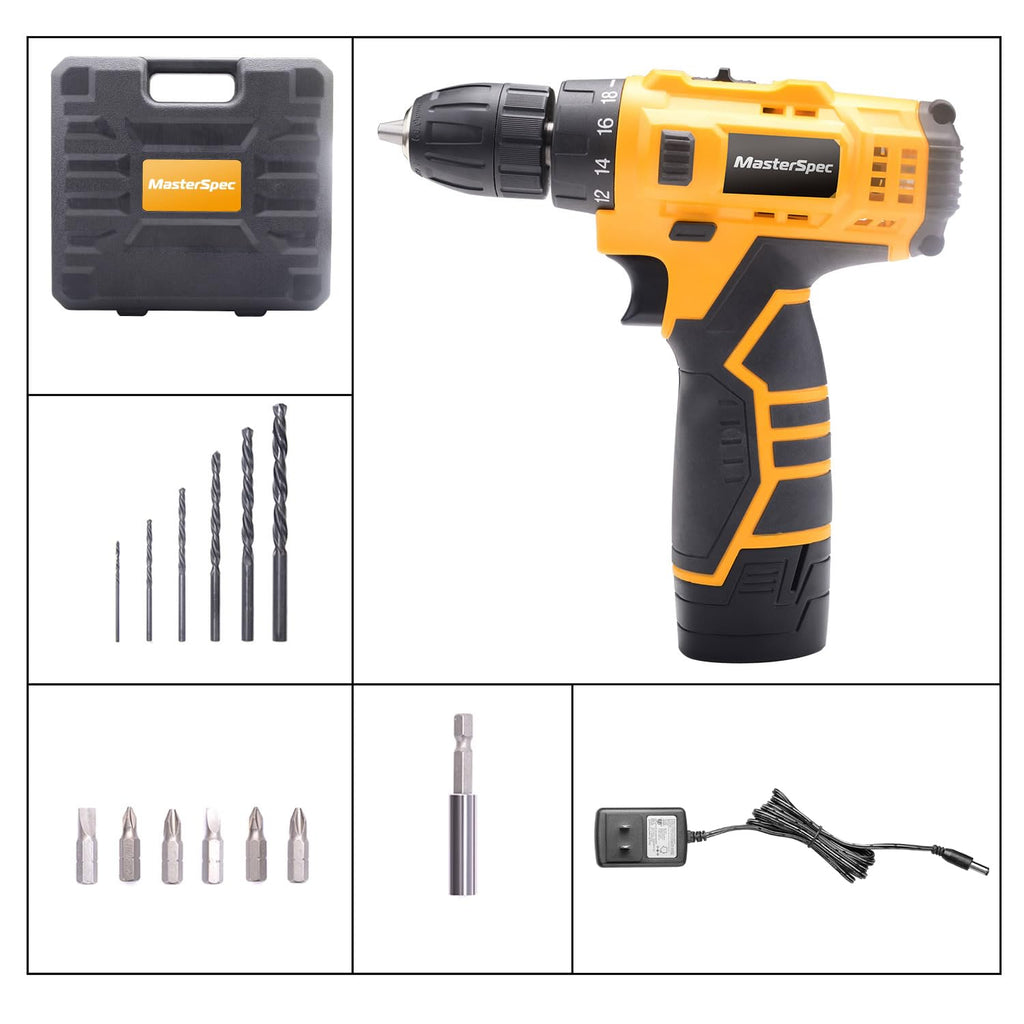 MasterSpec 12V Cordless Drill Driver with Battery Charger