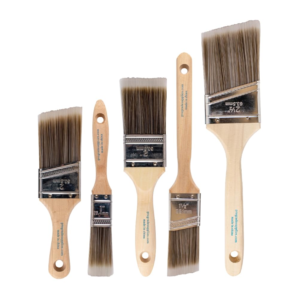 Pro Grade 5-Piece Paint Brush Set for Walls, Trim & Stain