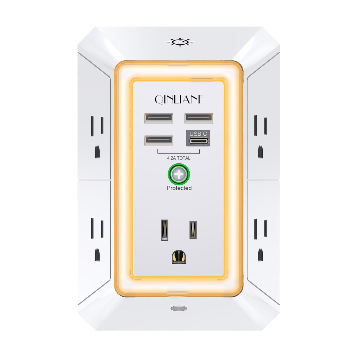 QINLIANF 5-Outlet Surge Protector with 4 USB Ports