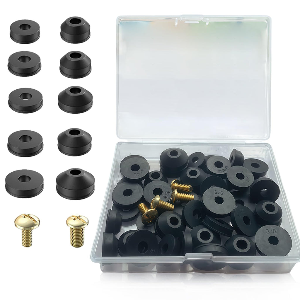 48-Piece Faucet Washer Repair Kit with Brass Screws