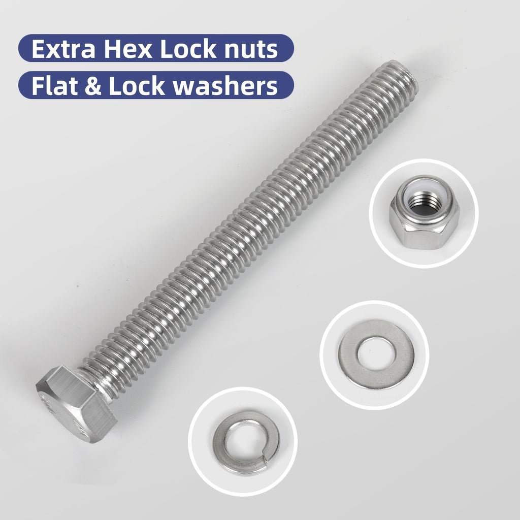 BNUOK 304 Stainless Steel Hex Bolt, Nut and Washer Kit