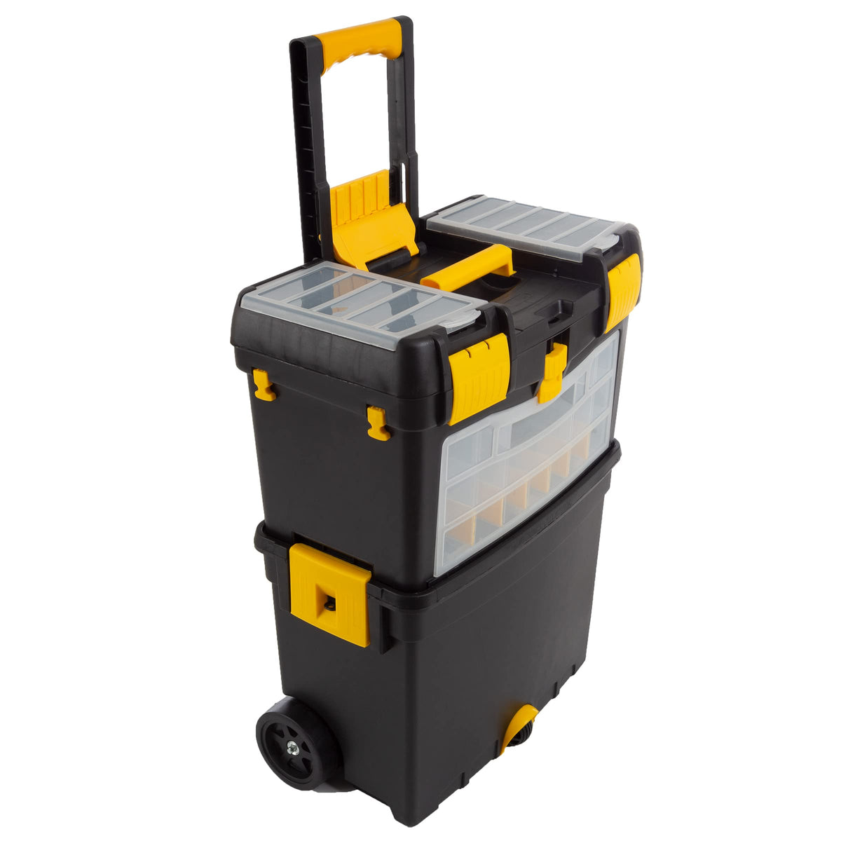 Heavy-Duty Tool Box with Folding Handle and Removable Tray