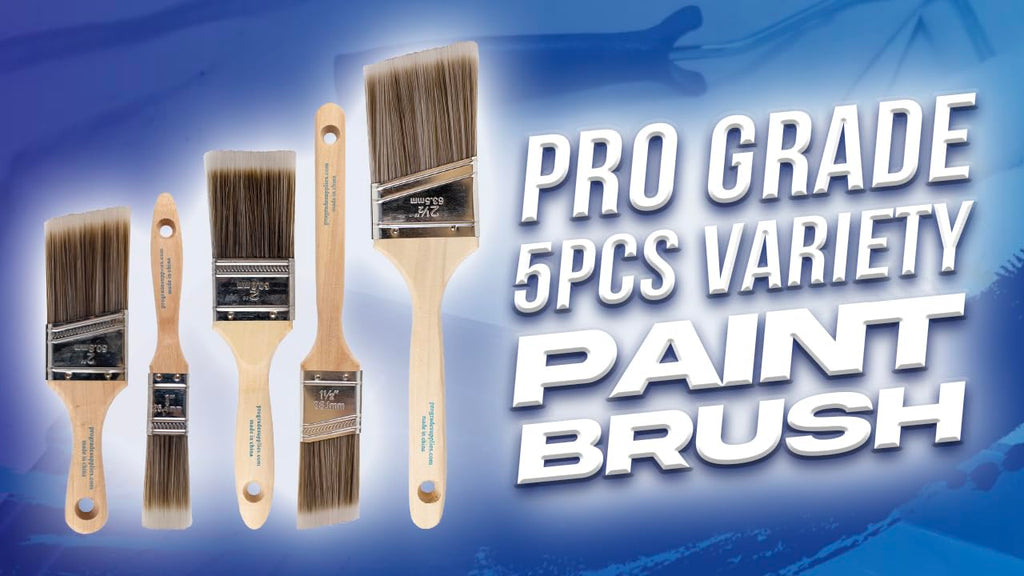 Pro Grade 5-Piece Paint Brush Set for Walls, Trim & Stain