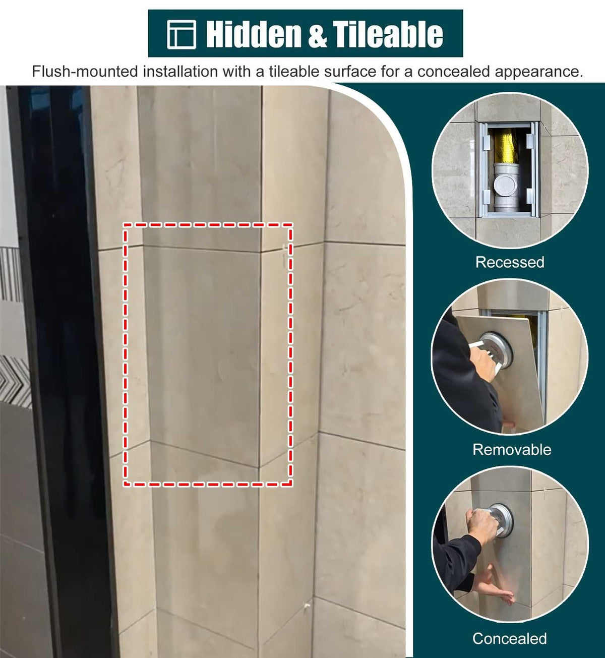Tileable Waterproof Plumbing Wall Access Panel for Showers