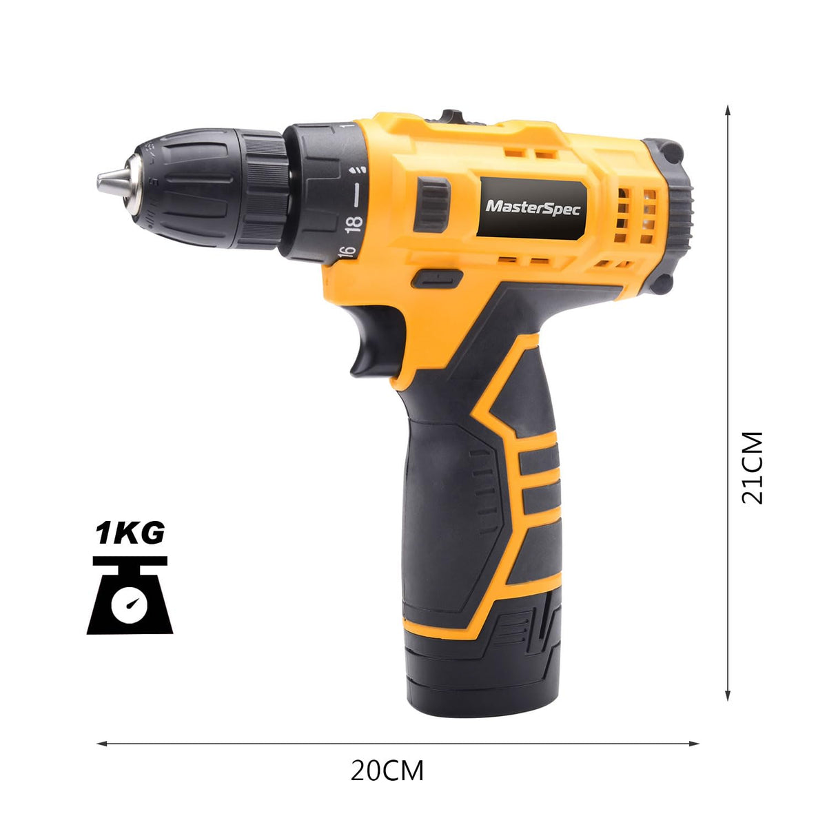 MasterSpec 12V Cordless Drill Driver with Battery Charger