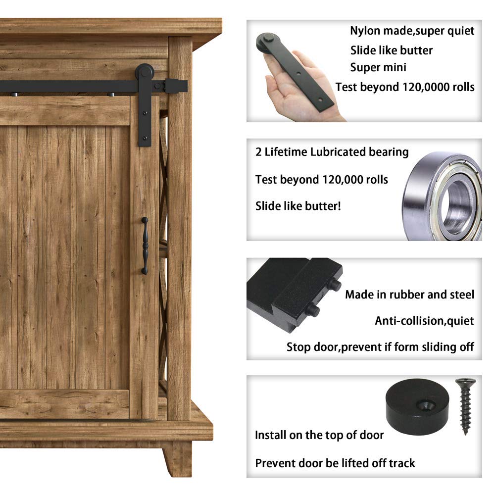 WINSOON Super Mini Sliding Barn Door Hardware Kit