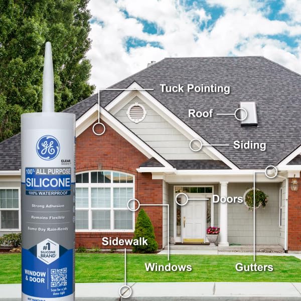 GE All-Purpose Clear Silicone Caulk Sealant, 10 fl oz