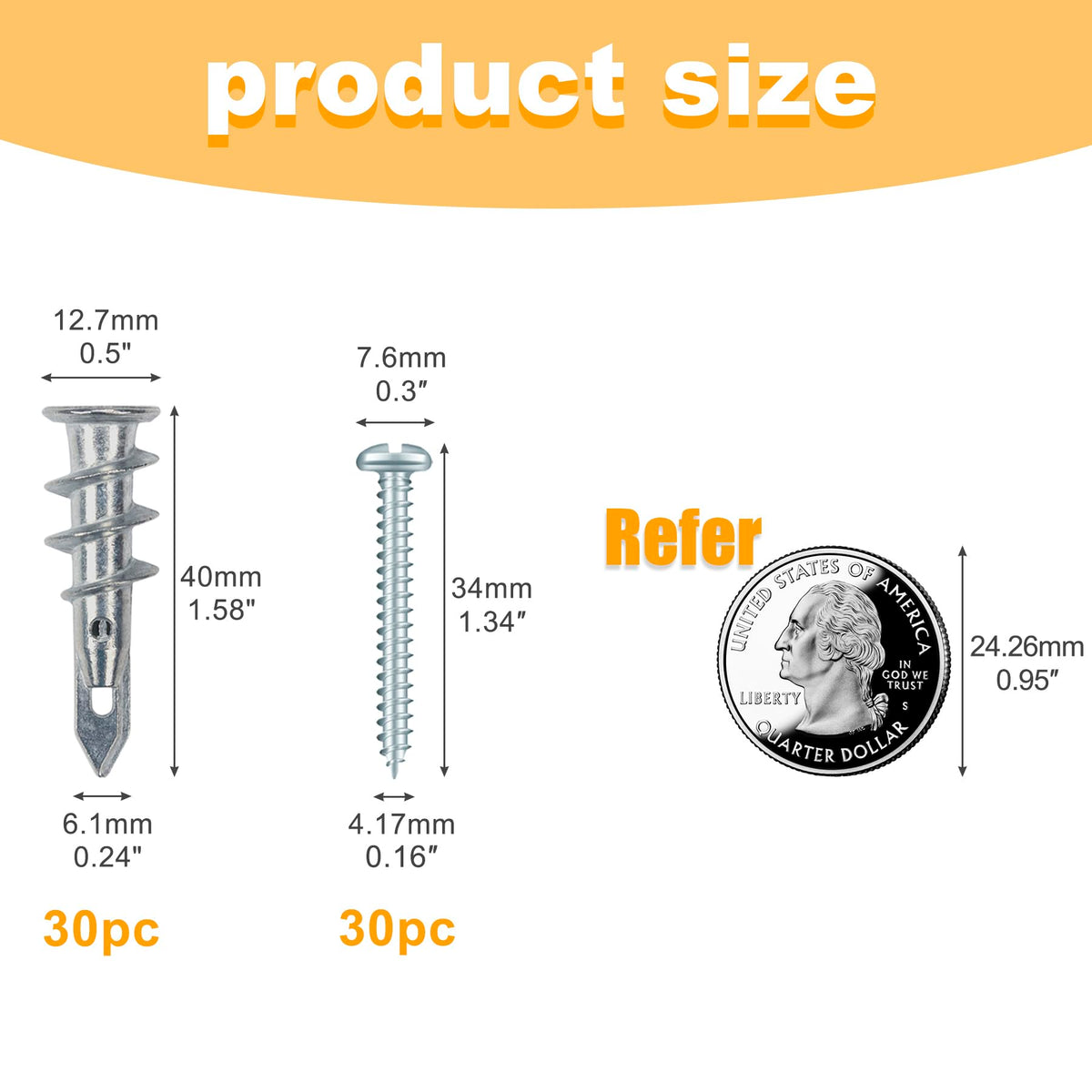 KURUI Self-Drilling Drywall Anchors for Secure Wall Mounting
