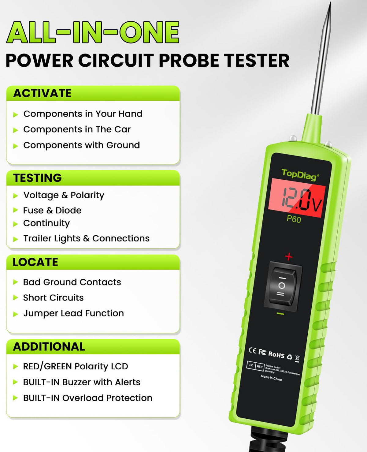 TopDiag Automotive Electrical Circuit Tester for Vehicle Diagnostics
