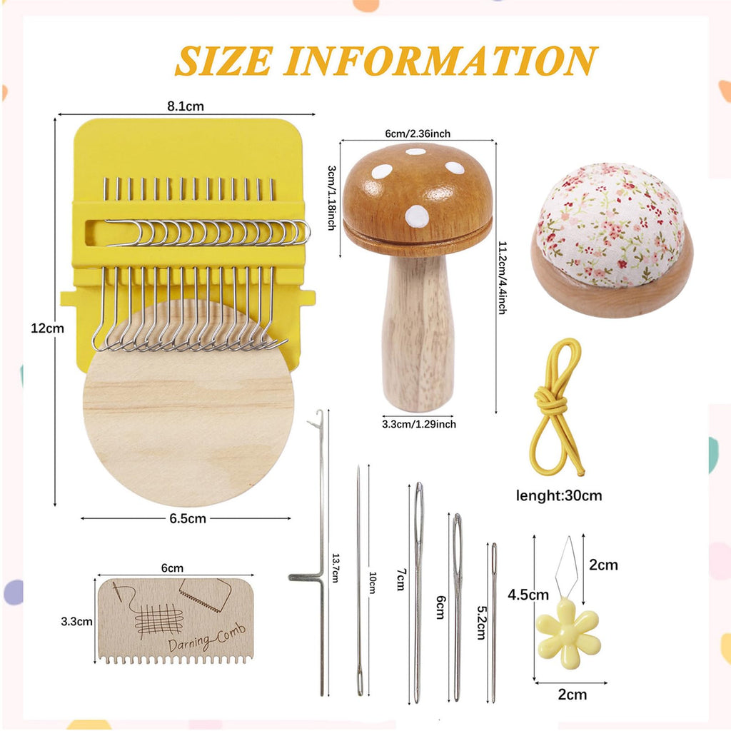 Yushen Mini Darning Loom Kit with Threads for Clothing Repair