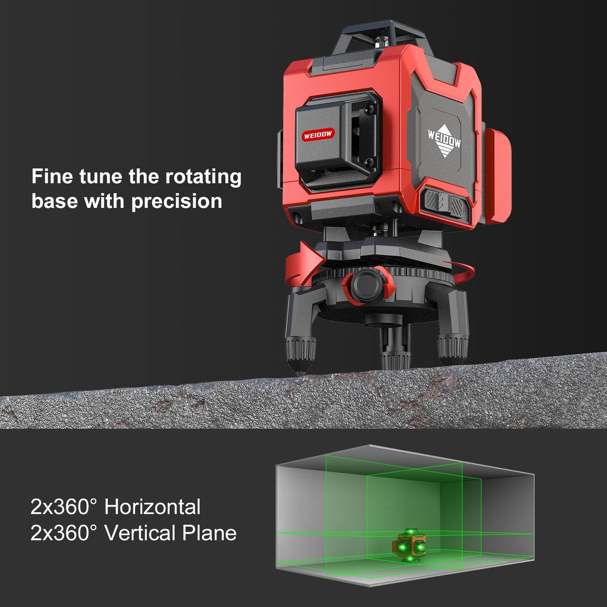 WEIDDW 360° Self-Leveling Green Cross-Line Laser Level