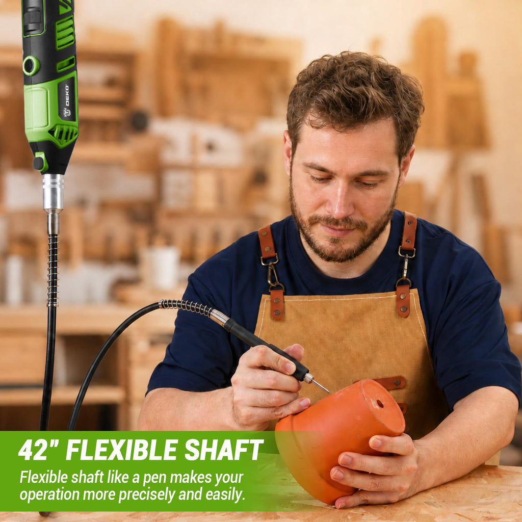 DEKOPRO Corded Rotary Tool Kit with Flex Shaft, 129 Pieces
