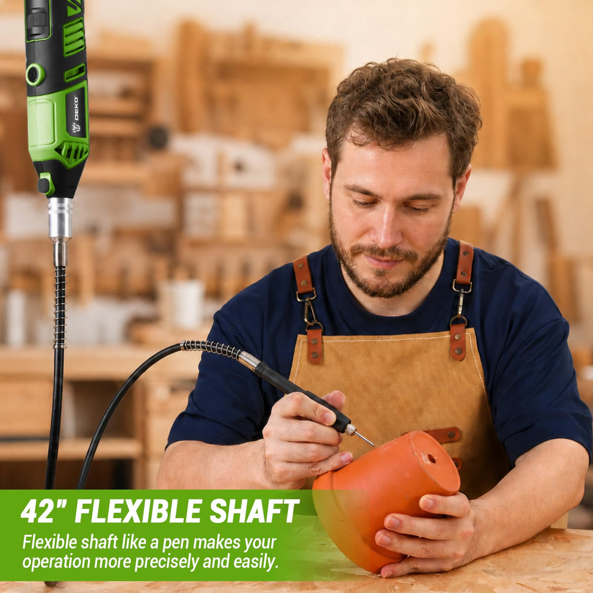 DEKOPRO Corded Rotary Tool Kit with Flex Shaft, 129 Pieces