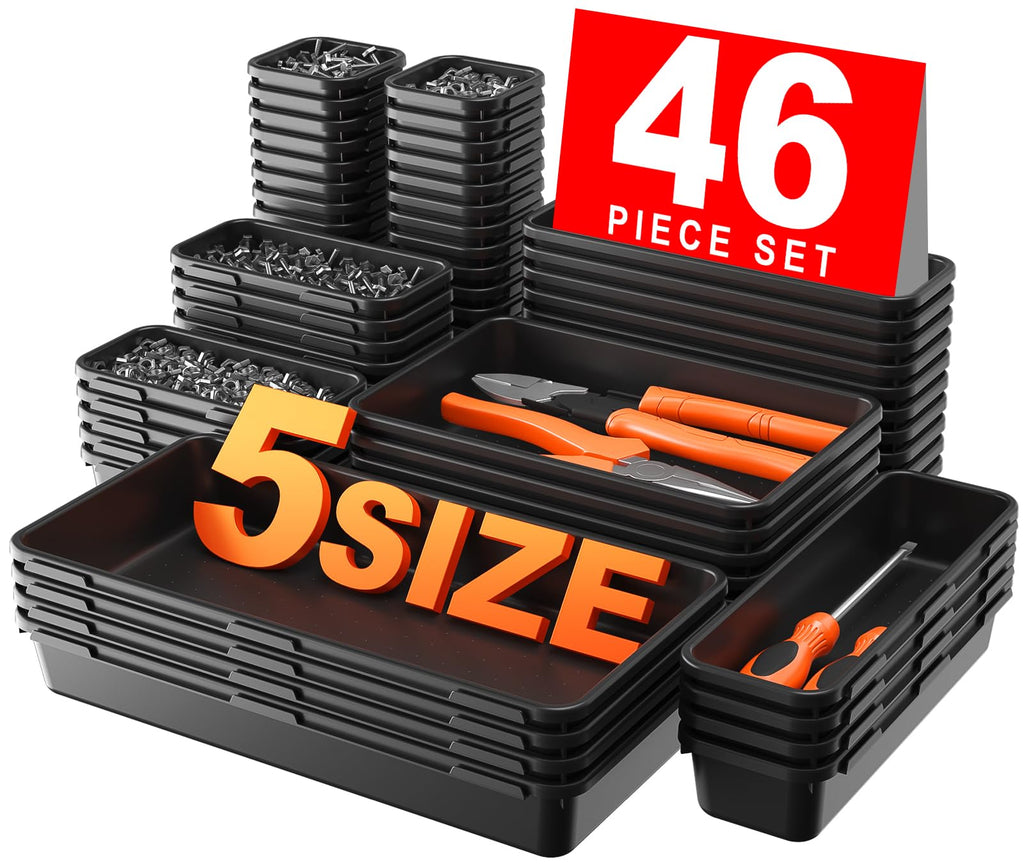A-LUGEI 46-Piece Tool Box Organizer Tray Set, 5 Sizes