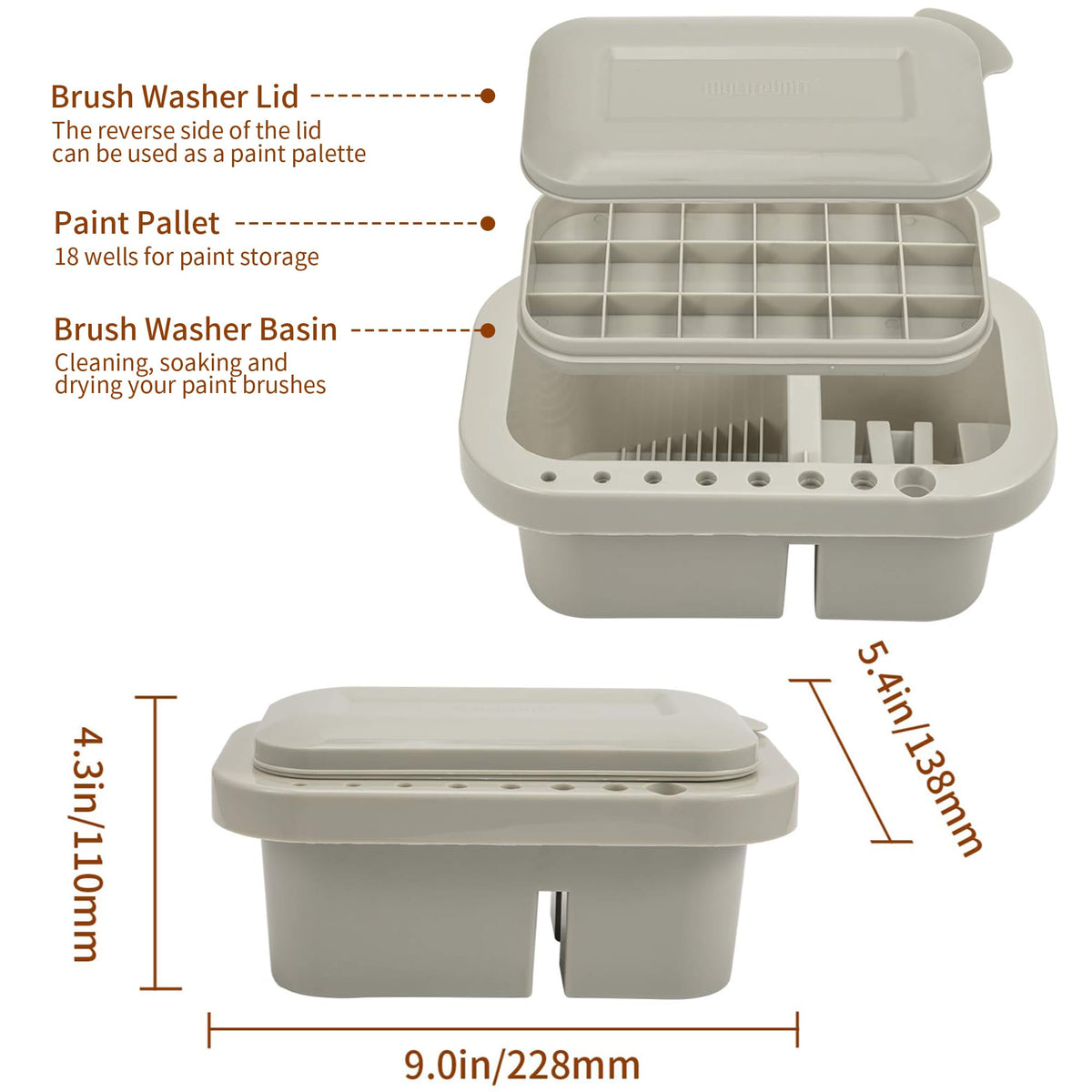 MyLifeUNIT Paint Brush Cleaner and Holder with Palette