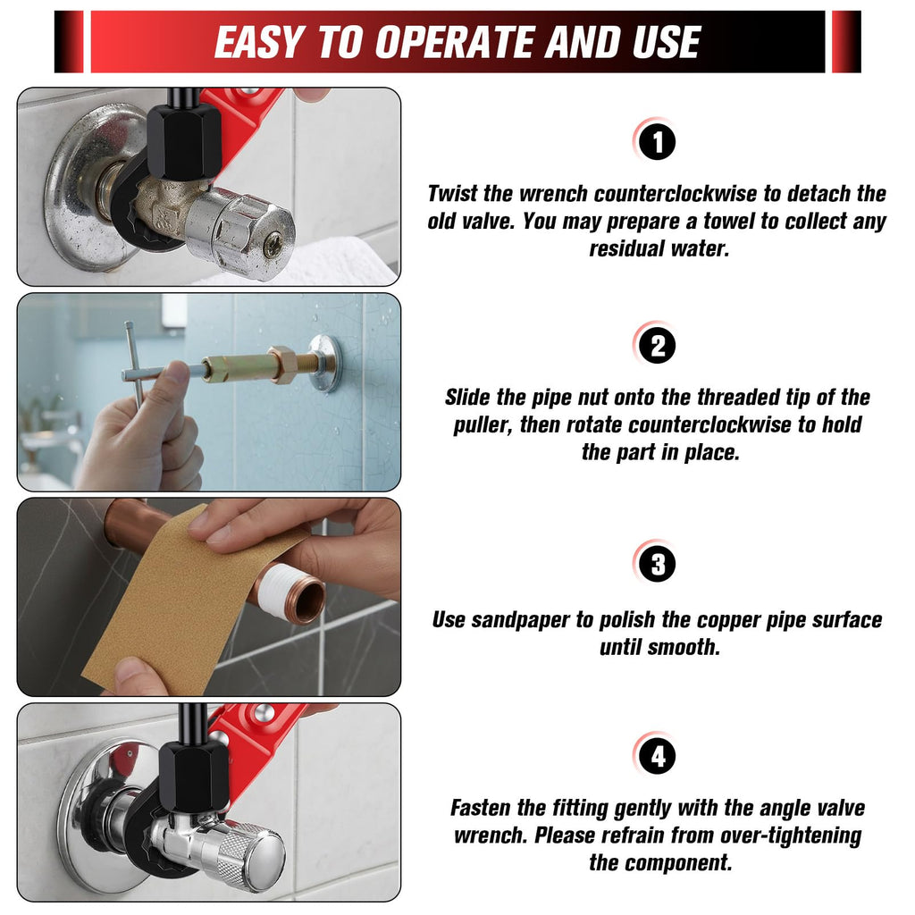 Dyfizer 5-Piece Plumbing Kit with Angle Stop Wrench & Puller