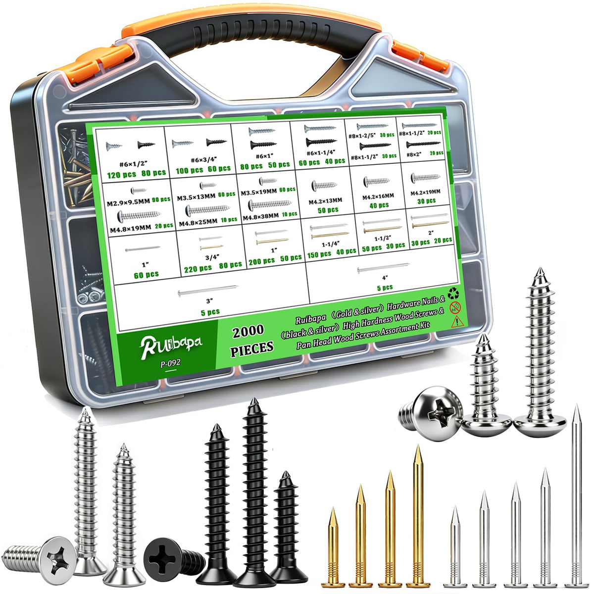 Ruibapa Nails and Screws Assortment Kit for Home Repairs