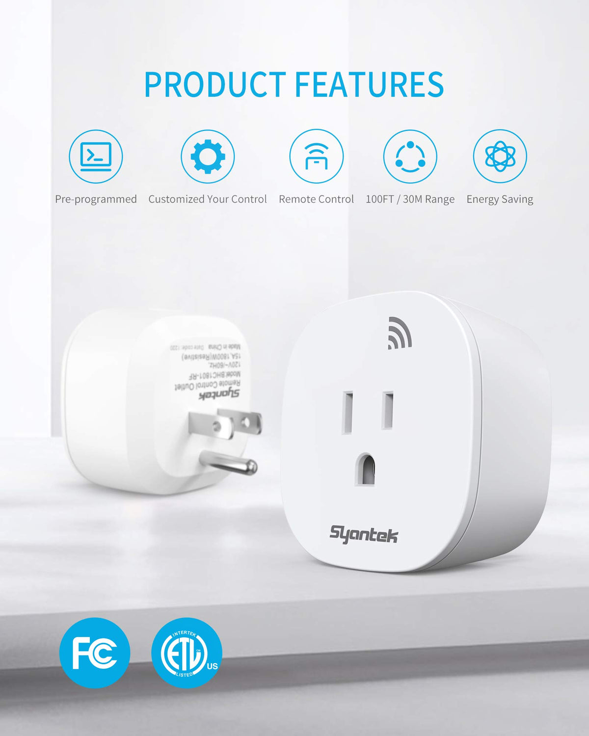 Syantek Wireless Outlet Switch Kit, 3 Outlets, 1 Remote