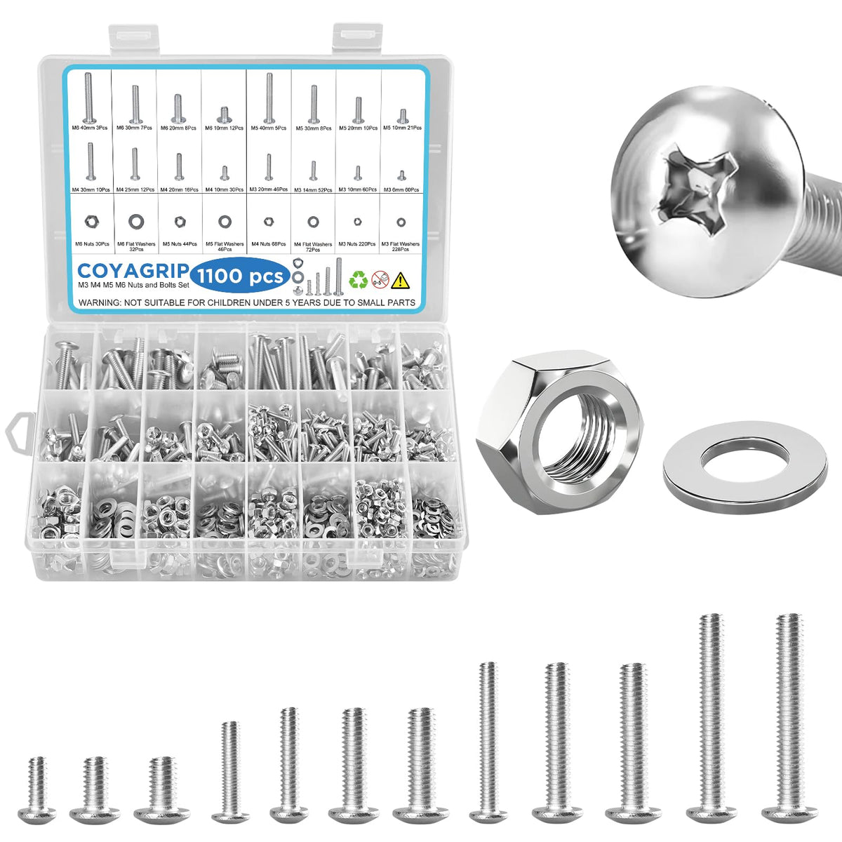 Nuts and Bolts Assortment Kit for Home and Workshop Repairs