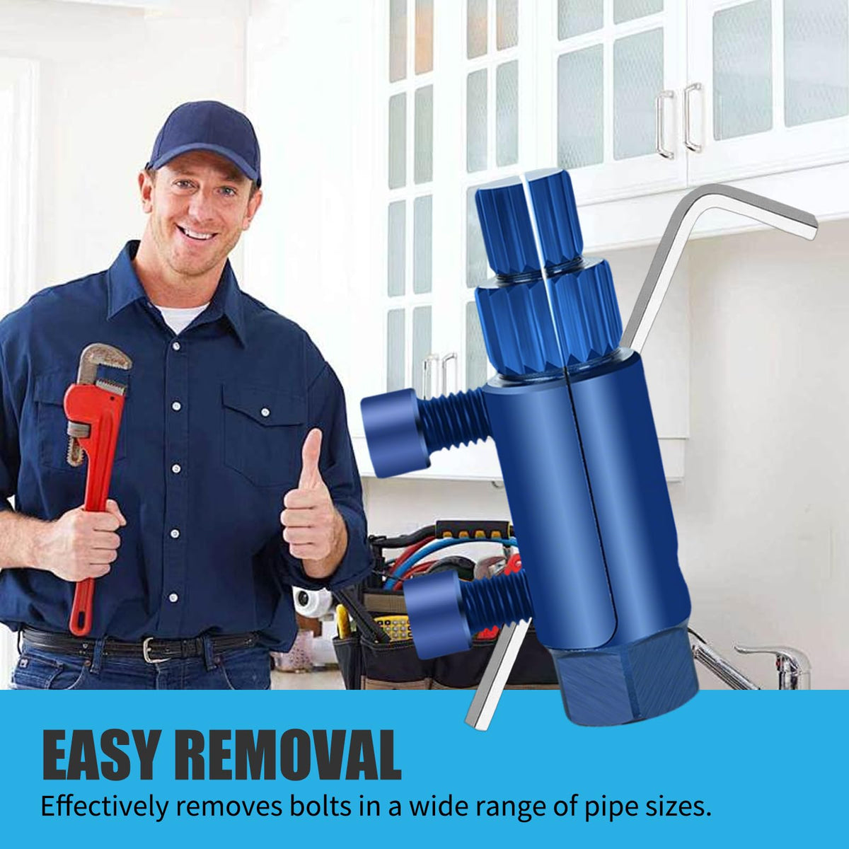 Heavy-Duty Pipe Thread Extractor Tool, 1/2, 3/4 & 1 Inch