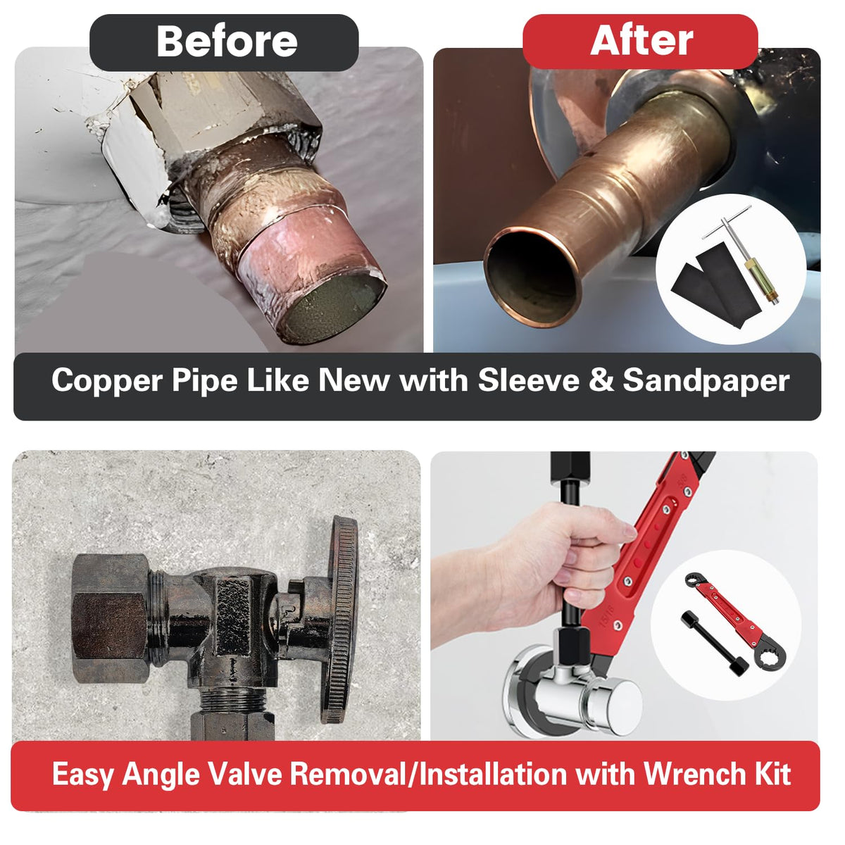 Vorhixa Plumbing Tool Kit with Angle Stop Wrench